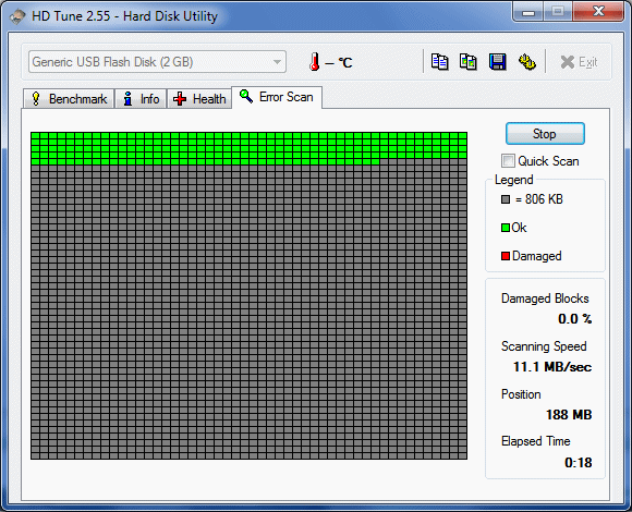 Test flashdisku v HD tune