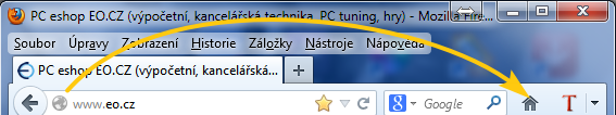 Nastavení domovské stránky Firefox