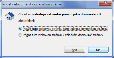 Nastavení domovské stránky Internet Explorer