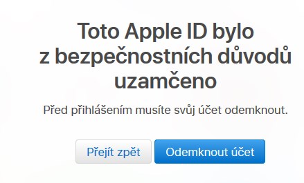 zablokovaný icloud účet